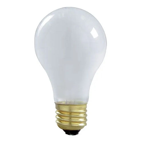 Satco S6010, A19 Incandescent, 100W, 120V, 2700K Warm White, 1200 Lumens, Med Left Hand Thread LHT Base, Frost Finish, 120 Packs