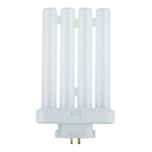 Satco S6385, Quad Tube T4 Compact Fluorescent, 27W, 6500K Daylight, 1400 Lumens, GX10q-4 Base, Gloss White Finish