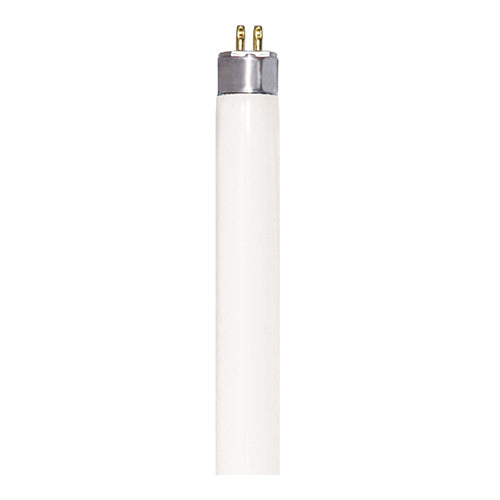 Satco S6426-TF, 2' T5 Fluorescent, 14W, 3500K Neutral White, 1275 Lumens, Miniature Bi Pin Base, Shatter Proof, White Finish