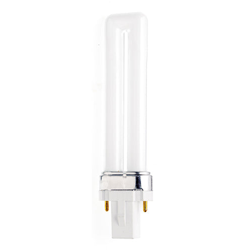 Satco S6704-TF, T4 Pin-Based Compact Fluorescent, 7W, 4100K Cool White, 400 Lumens, G23 Base, Shatter Proof, White Finish