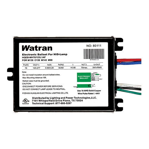 Satco S6799, Electronic Ballast HQEB/MH70/123L1AF UNV RECTANGLE MC70 FCAN CMH70
