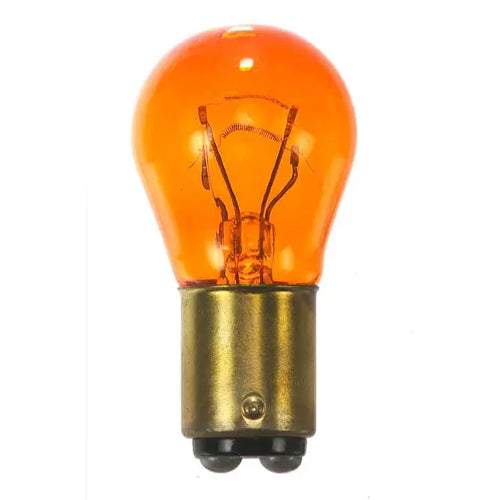 Satco S6958, S8 Miniature, 26.88/8.26W, 12.8/14V, Bayonet Double Contact Base, Transparent Amber Finish, 10 Packs