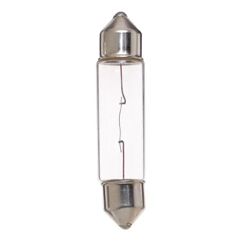 Satco S6988, T3 1/4 Miniature, 10W, 24V, 120 Lumens, Festoon Base, Clear Finish, 10 Packs