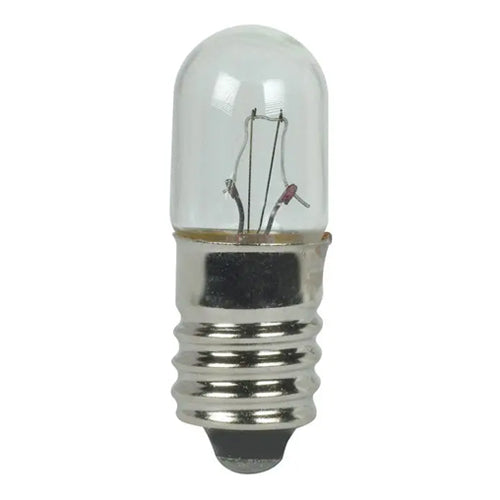 Satco S7076, T3 1/4 Miniature, 5W, 28V, 3 Lumens, Miniature Screw Base, Clear Finish, 10 Packs
