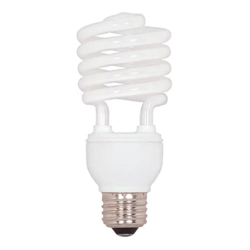 Satco S7235-TF, T2 Mini Spiral Compact Fluorescent, 20W, 120V, 4100K Cool White, 1300 Lumens, Medium E26 Base, Shatter Proof, White Finish