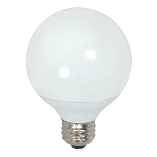 Satco S7303, G25 Compact Fluorescent, 9W, 120V, 5000K Natural Light, 500 Lumens, Medium E26 Base, White Finish, 12 Packs
