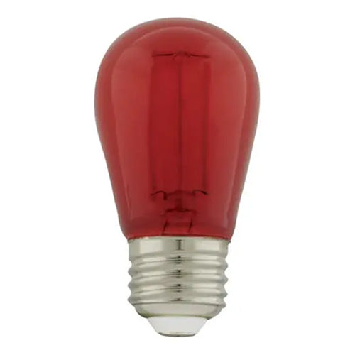 Satco S8022, S14 LED Filament Glass Bulb, 1W, 120V, 10 Lumens, Medium E26 Base, Transparent Red Finish