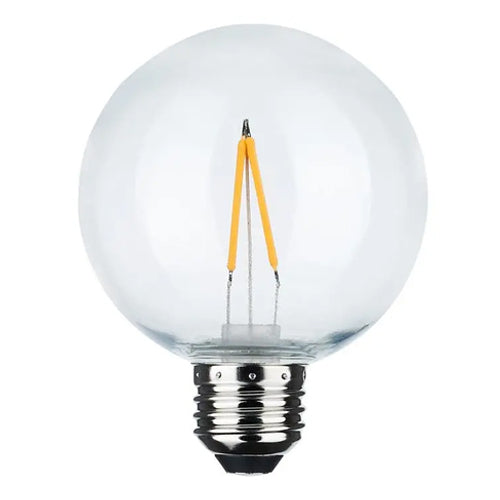 Satco S8052, G25 LED String Light Replacement Bulb, 2W, 120V, 2200K Warm White, 80 Lumens, Medium E26 Base, Clear Finish