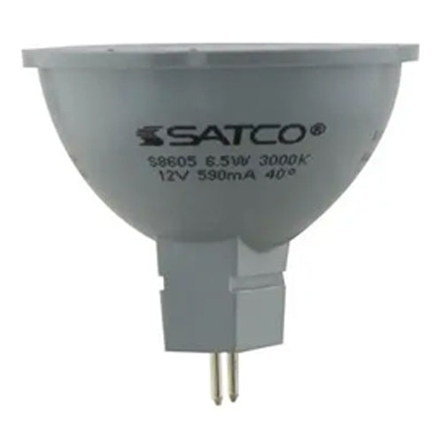 Satco S8605, MR16 LED, 6.5W, 12V, 3000K Soft White, 500 Lumens, Bi Pin GU5.3 Base, Gray Finish