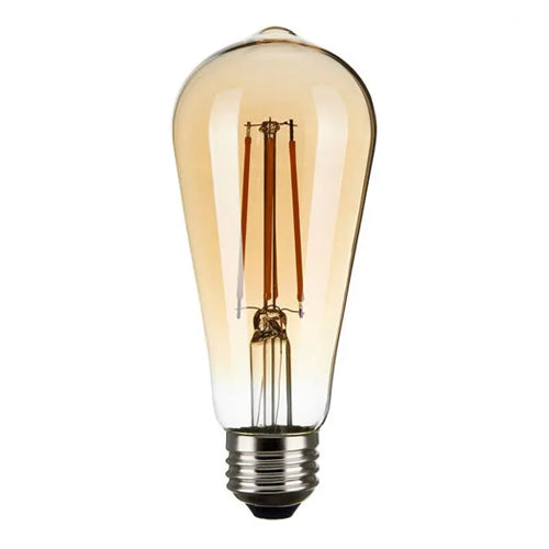 Satco S8612, ST19 LED Filament, 4.5W, 120V, 2000K, 350 Lumens, Medium E26 Base, Transparent Amber Finish, 12 Packs