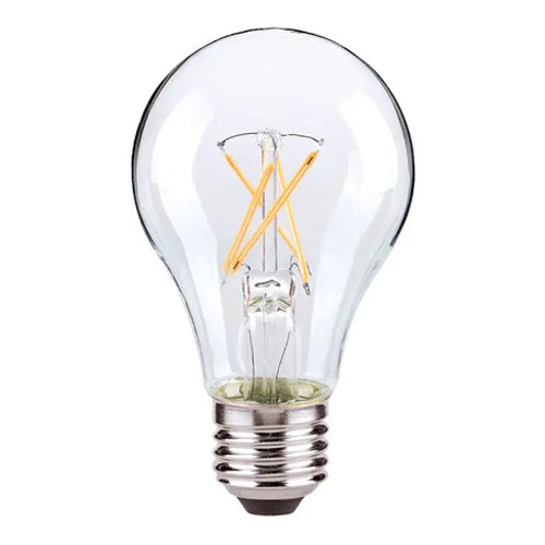 Satco S8616, A19 LED Filament, 8W, 120V, 2700K Warm White, 800 Lumens, Medium E26 Base, Clear Finish, 12 Packs