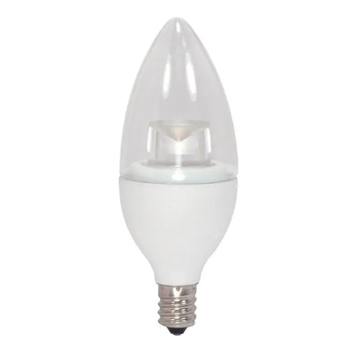 Satco S8952, B11 LED, 4.5W, 120V, 3000K Warm White, 300 Lumens, Candelabra E12 Base, Clear Finish, 12 Packs