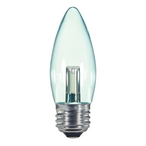 Satco S9154, B11 LED, 1.4W, 120V, 2700K Warm White, 36 Lumens, Medium E26 Base, Clear Finish, 12 Packs