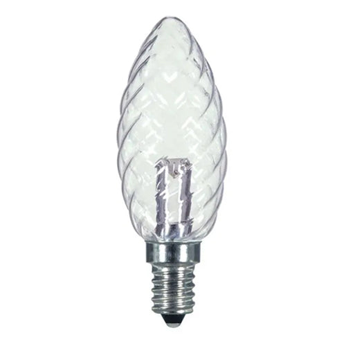 Satco S9155, BA9 1/2 LED, 1W, 120V, 2700K Warm White, 45 Lumens, Candelabra E12 Base, Crystal Finish, 12 Packs