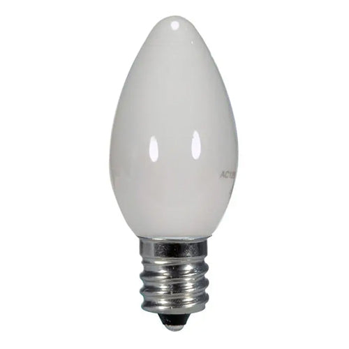 Satco S9157, C7 LED, 0.5W, 120V, 2700K Warm White, 14 Lumens, Candelabra E12 Base, Coated White Finish, 12 Packs