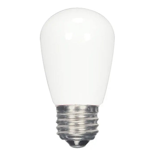 Satco S9175, S14 LED, 1.4W, 120V, 2700K Warm White, 45 Lumens, Medium E26 Base, Coated White Finish, 12 Packs