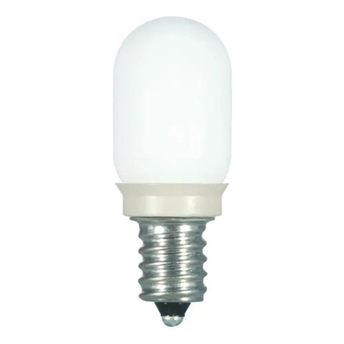 Satco S9176, T6 LED, 0.8W, 120V, 2700K Warm White, 25 Lumens, Candelabra E12 Base, Coated White Finish, 12 Packs