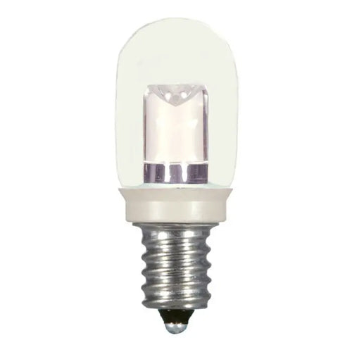 Satco S9177, T6 LED, 0.8W, 120V, 2700K Warm White, 20 Lumens, Candelabra E12 Base, Clear Finish, 12 Packs