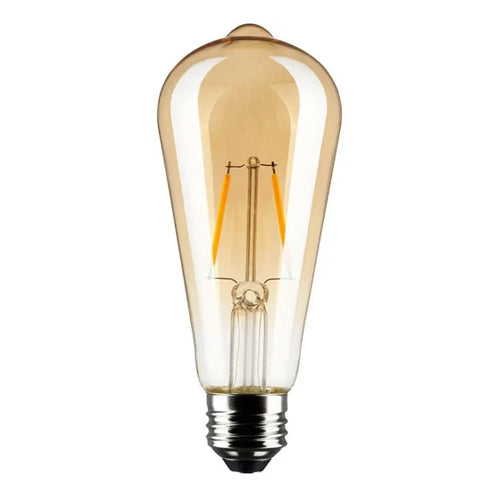 Satco S9577, ST19 LED Filament, 2.5W, 120V, 2000K, 200 Lumens, Medium E26 Base, Transparent Amber Finish, 6 Packs