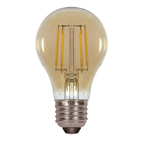 Satco S9583, A19 LED Filament, 4.5W, 120V, 2000K, 350 Lumens, Medium E26 Base, Transparent Amber Finish, 6 Packs