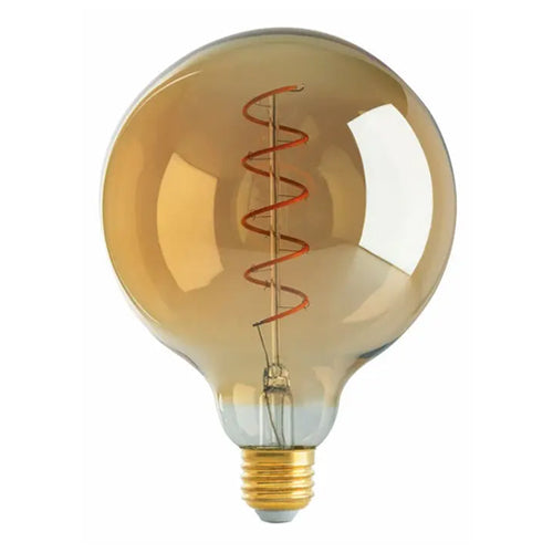 Satco S9969, G40 LED Filament, 4.5W, 120V, 2000K, 240 Lumens, Medium E26 Base, Transparent Amber Finish