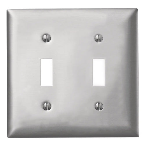 Hubbell SA2, Toggle Switch Metal Wallplates, Standard Size, Smooth Lacquer Finish, 2-Gang, Aluminum