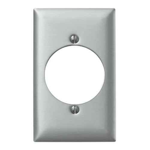 Hubbell SA723, Wallplates for Single Receptacle Plate, 2.16 in. (54.9) Diameter Opening Hole, Smooth, 1-Gang, Aluminum