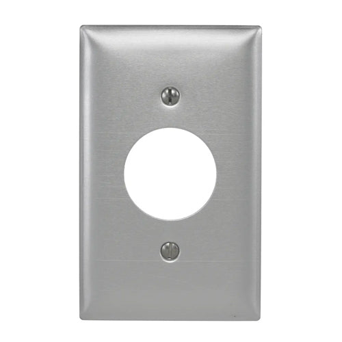 Hubbell SA7, Metallic Wallplates for Single Receptacle Plate, 1-Gang, 1.40" Opening, Horizontal Brushed Finish, Aluminum