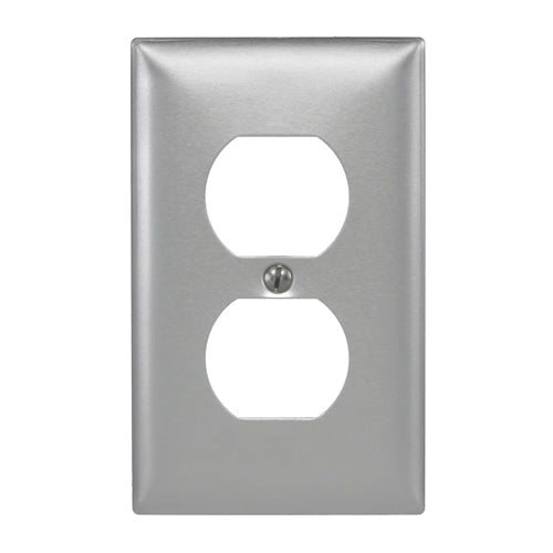 Hubbell SA8, Metallic Wallplates for Duplex Receptacle, 1-Gang, Horizontal Brushed Finish, Aluminum