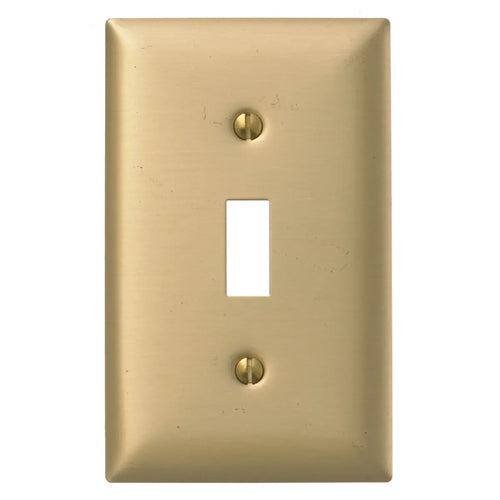 Hubbell SB1, Toggle Switch Metal Wallplates, Standard Size, Smooth Lacquer Finish, 1-Gang, Brass
