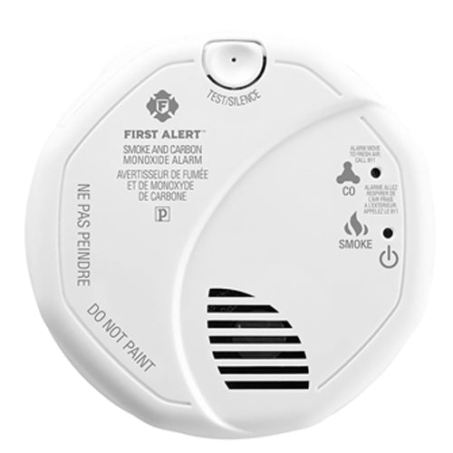 BRK SC7010BVA, Photoelectric Smoke and CO Alarm with Voice Locate, Detects Flaming Fires and CO Hazard, 120V Wire-in with 2 AA Battery Backup, Interconnectable