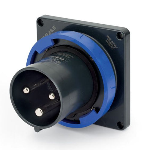 Techspan SCA560B9W, Pin and Sleeve Inlet, 60A 3ØY120/208V, 4-Pole 5-Wire Grounding, Watertight (IP69) NEMA, Clock Position 9H, Blue