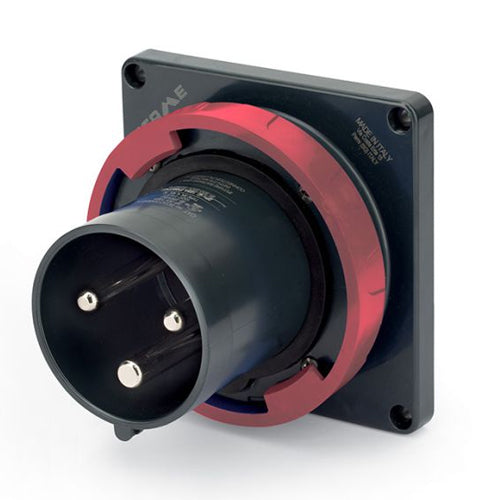 Techspan SCA560B7W, Pin and Sleeve Inlet, 60A 3ØY277/480V, 4-Pole 5-Wire Grounding, Watertight (IP69) NEMA, Clock Position 7H, Red
