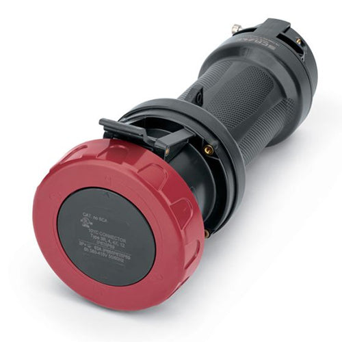 Techspan SCA3100C7W-H, Pin and Sleeve Connector, 100A 480V, 2-Pole 3-Wire Grounding, Watertight (IP69) NEMA, Clock Position 7H, Red