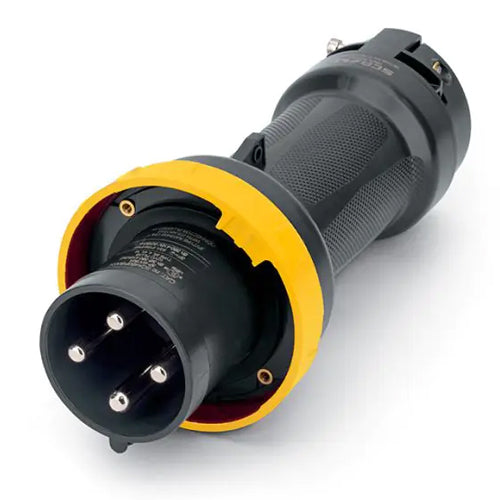 Techspan SCA360P4W-H, Pin and Sleeve Plug, 60A 125V, 2-Pole 3-Wire Grounding, Watertight (IP69) NEMA, Clock Position 4H, Yellow