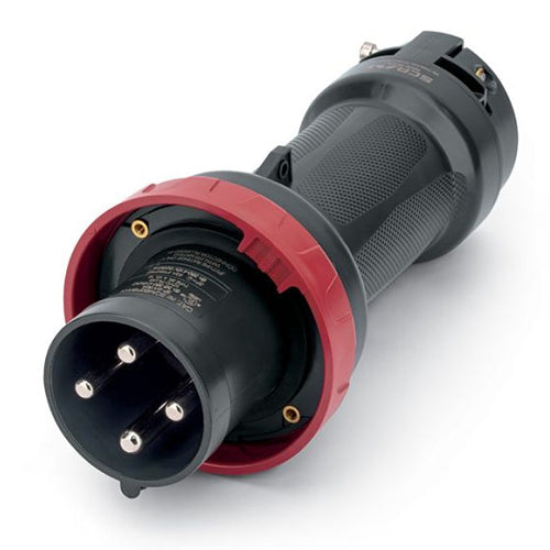 Techspan SCA560P7W-H, Pin and Sleeve Plug, 60A 3ØY277/480V, 4-Pole 5-Wire Grounding, Watertight (IP69) NEMA, Clock Position 7H, Red
