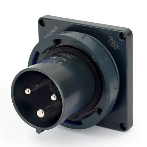 Techspan SCA560B5W, Pin and Sleeve Inlet, 60A 3ØY347/600V, 4-Pole 5-Wire Grounding, Watertight (IP69) NEMA, Clock Position 5H, Black