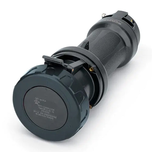 Techspan SCA560C5W-H, Pin and Sleeve Connector, 60A 3ØY347/600V, 4-Pole 5-Wire Grounding, Watertight (IP69) NEMA, Clock Position 5H, Black