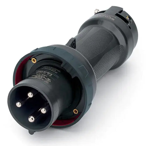 Techspan SCA560P5W-H, Pin and Sleeve Plug, 60A 3ØY347/600V, 4-Pole 5-Wire Grounding, Watertight (IP69) NEMA, Clock Position 5H, Black