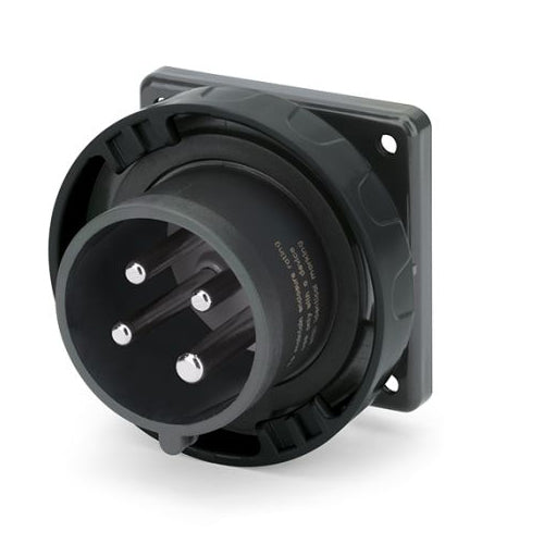Techspan SCA430B5W, Pin and Sleeve Inlet, 30A 3Ø600V, 3-Pole 4-Wire Grounding, Watertight (IP69) NEMA, Clock Position 5H, Black