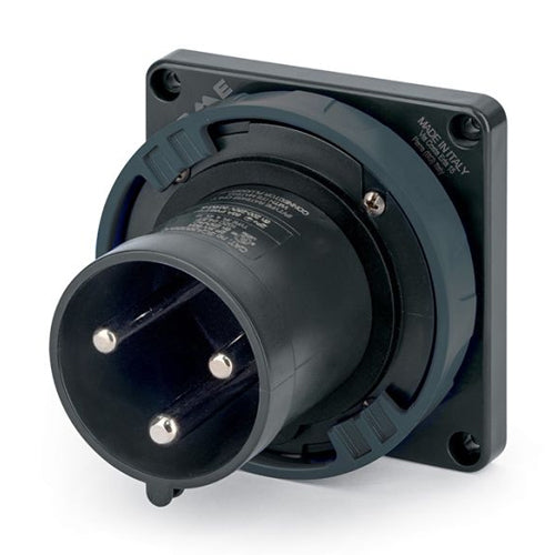 Techspan SCA460B5W, Pin and Sleeve Inlet, 60A 3Ø600V, 3-Pole 4-Wire Grounding, Watertight (IP69) NEMA, Clock Position 5H, Black