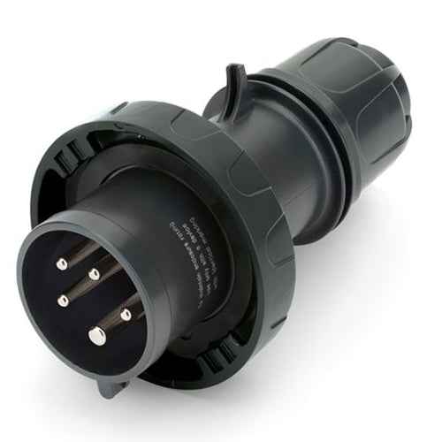 Techspan SCA520P5W, Pin and Sleeve Plug, 20A 3ØY347/600V, 4-Pole 5-Wire Grounding, Watertight (IP69) NEMA, Clock Position 5H, Black