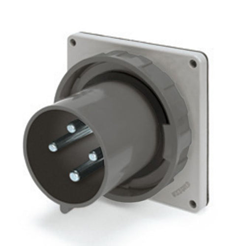 Techspan SCM3100B5W, Pin and Sleeve Inlet, 100A 277V, 2-Pole 3-Wire Grounding, Watertight (IP67) NEMA, Clock Position 5H, Grey