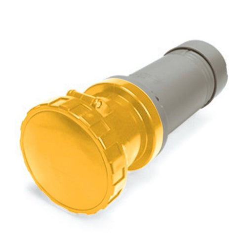 Techspan SCM3100C4W, Pin and Sleeve Connector, 100A 125V, 2-Pole 3-Wire Grounding, Watertight (IP67) NEMA, Clock Position 4H, Yellow