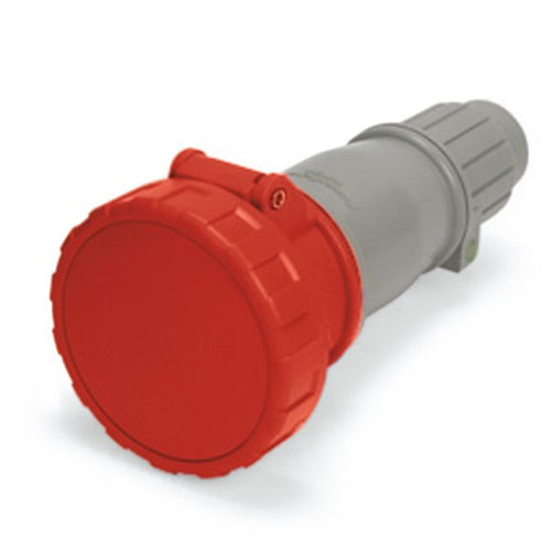 Techspan SCM3100C7W, Pin and Sleeve Connector, 100A 480V, 2-Pole 3-Wire Grounding, Watertight (IP67) NEMA, Clock Position 7H, Red