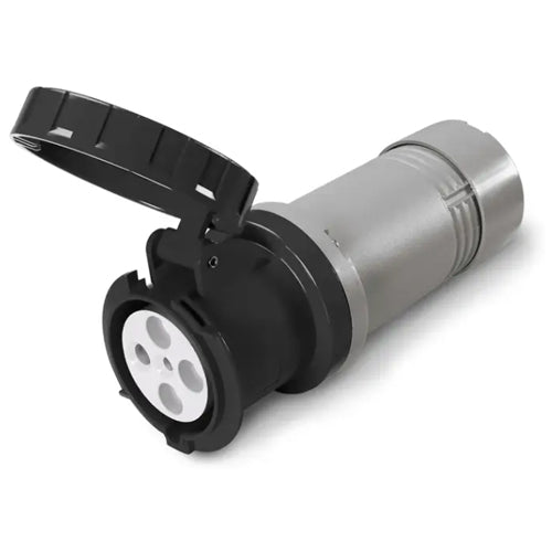 Techspan SCM3100C8W, Pin and Sleeve Connector, 100A 500VDC, 2-Pole 3-Wire Grounding, Watertight (IP67) NEMA, Clock Position 8H, Black