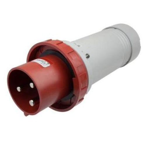 Techspan SCM3100P7W, Pin and Sleeve Plug, 100A 480V, 2-Pole 3-Wire Grounding, Watertight (IP67) NEMA, Clock Position 7H, Red