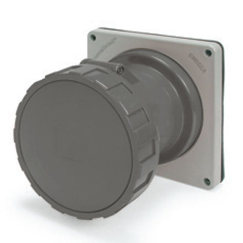 Techspan SCM3100R5W, Pin and Sleeve Receptacle, 100A 277V, 2-Pole 3-Wire Grounding, Watertight (IP67) NEMA, Clock Position 5H, Grey
