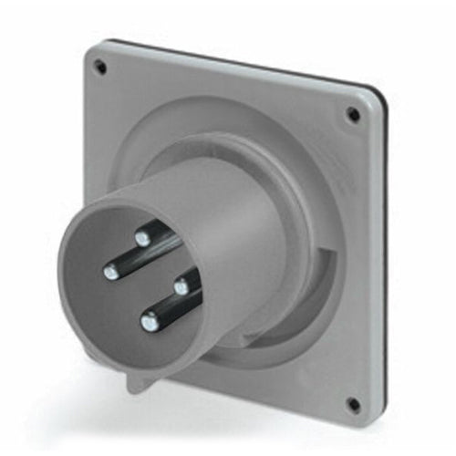 Techspan SCM320B5S, Pin and Sleeve Inlet, 20A 277V, 2-Pole 3-Wire Grounding, Clock Position 5H, Splashproof (IP44), Grey