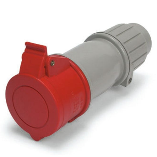 Techspan SCM320C7S, Pin and Sleeve Connector, 20A 480V, 2-Pole 3-Wire Grounding, Clock Position 7H, Splashproof (IP44), Red